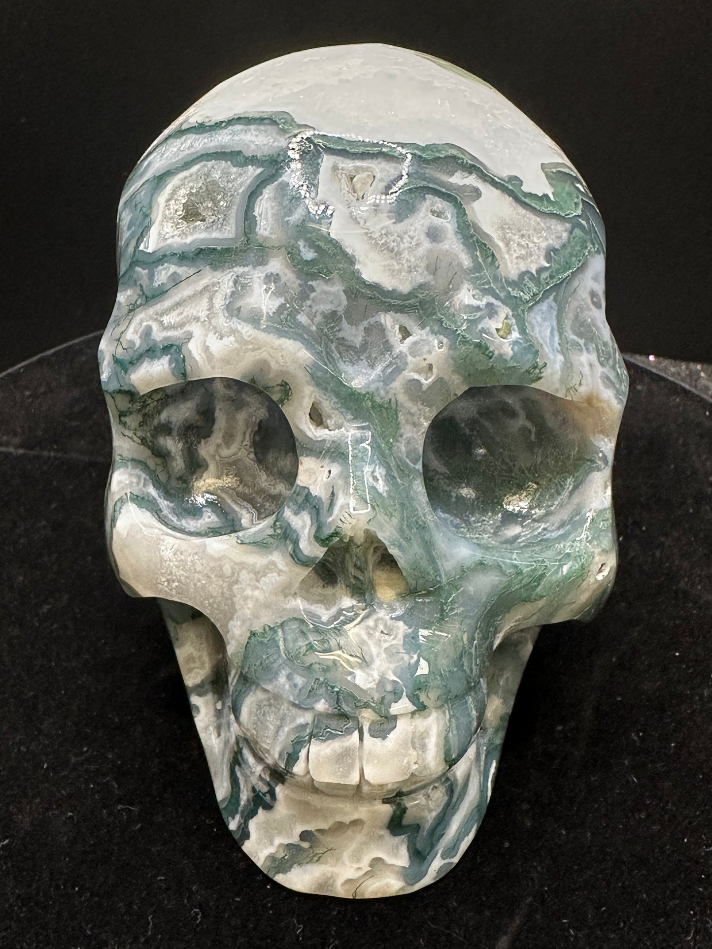 Moss Agate Skull