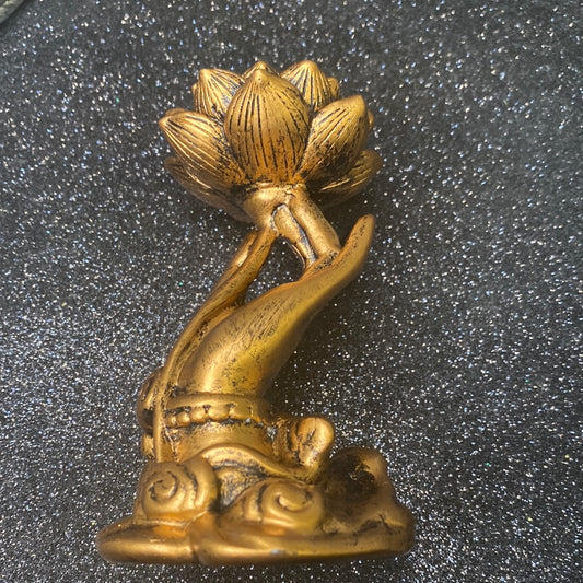 Gold Lotus/hand sphere stand