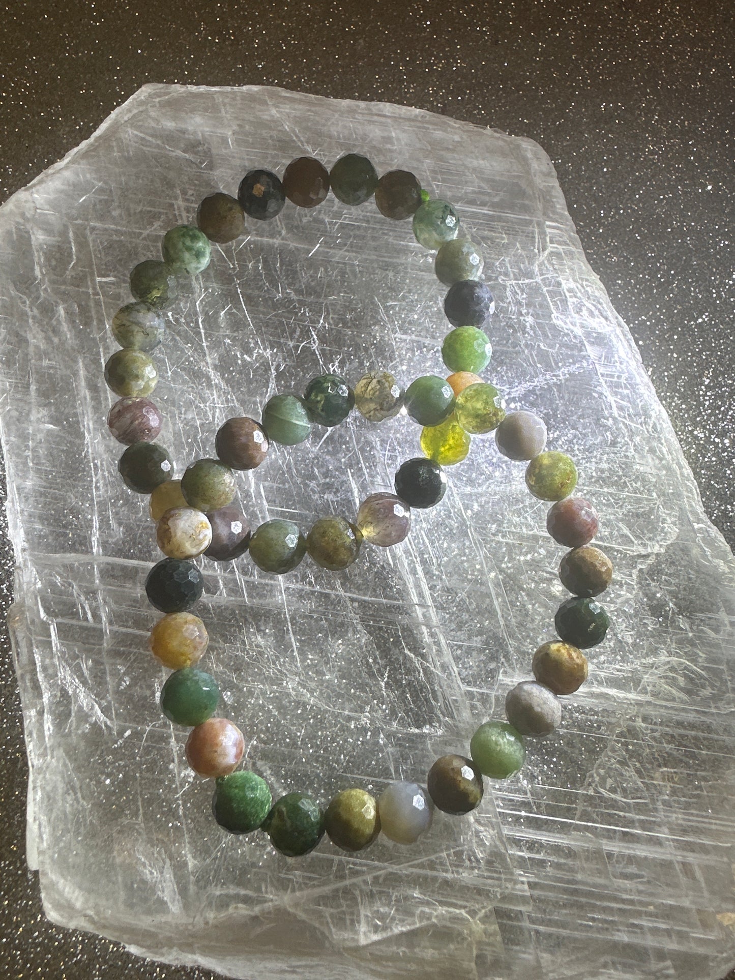 Colorful moss agate  Faceted Bracelet
