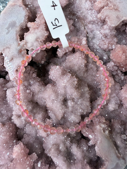 Pink hematite quartz Faceted Bracelet