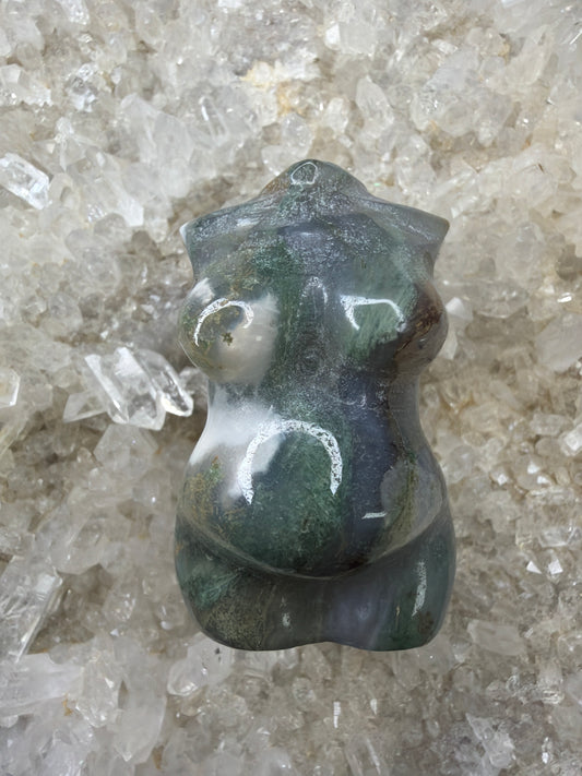 Moss Agate Pregnant Goddess Body