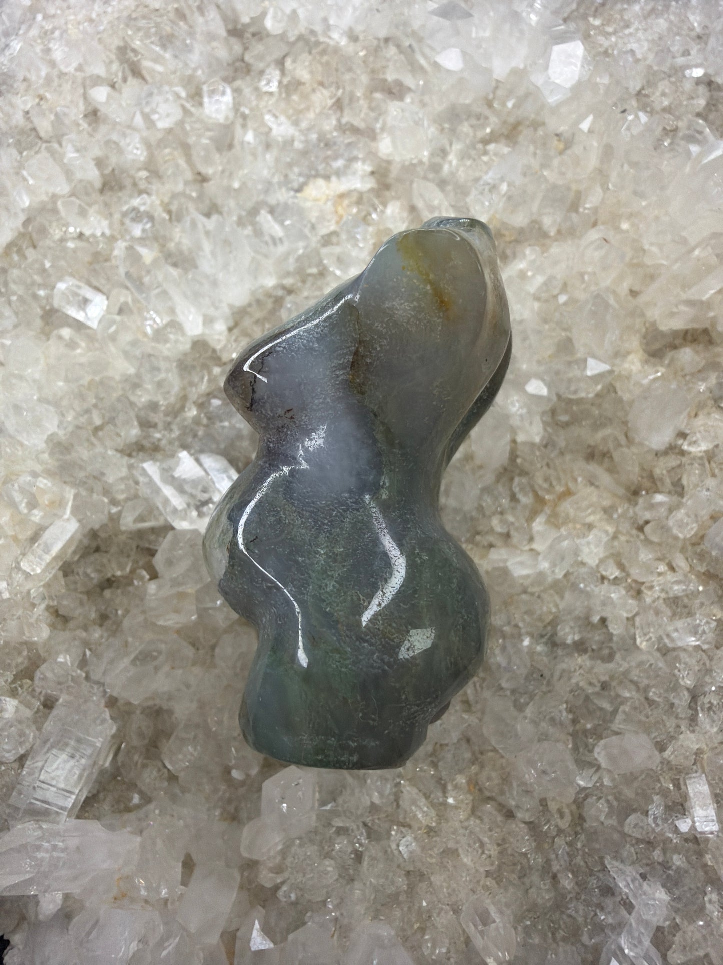 Moss Agate Pregnant Goddess Body