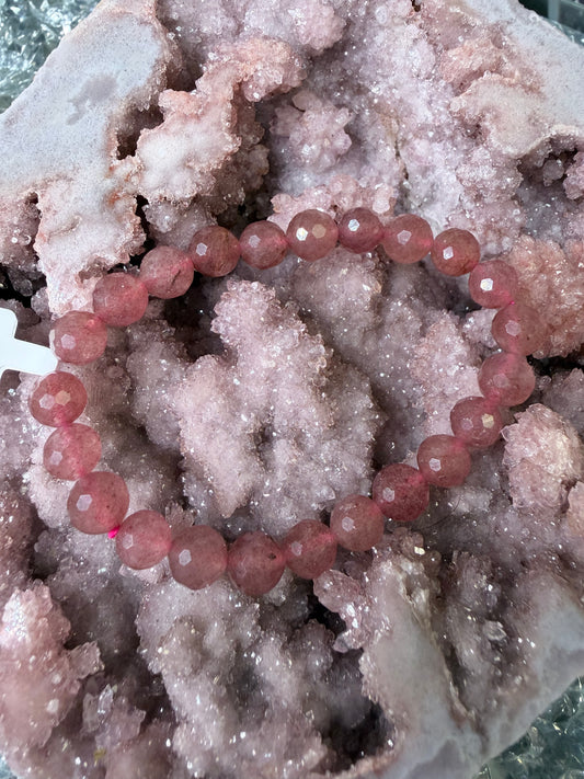 Strawberry quartz Faceted Bracelet