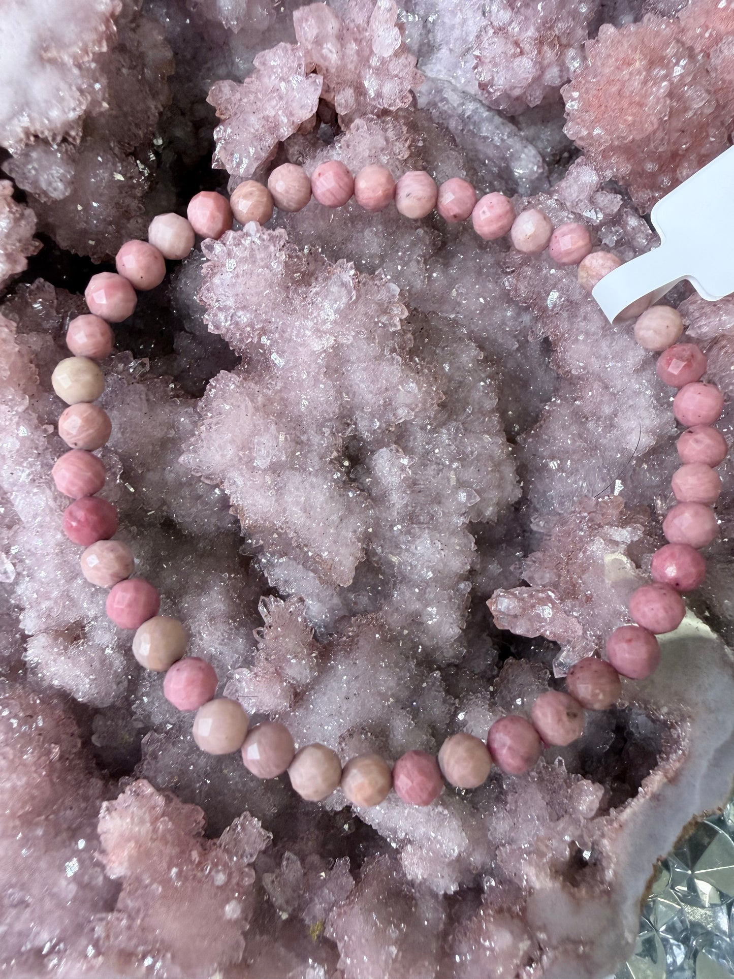 Pink petrified wood  6mm Faceted Bracelet