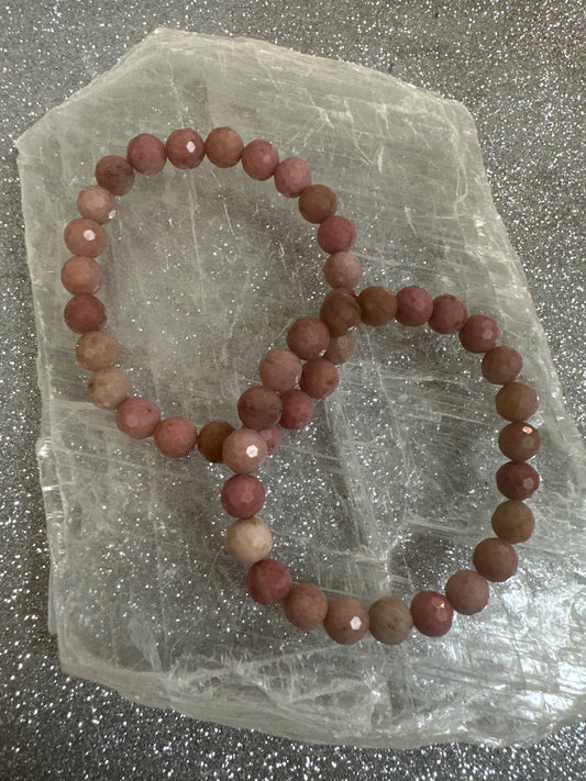 Pink, petrified, wood  Faceted Bracelet