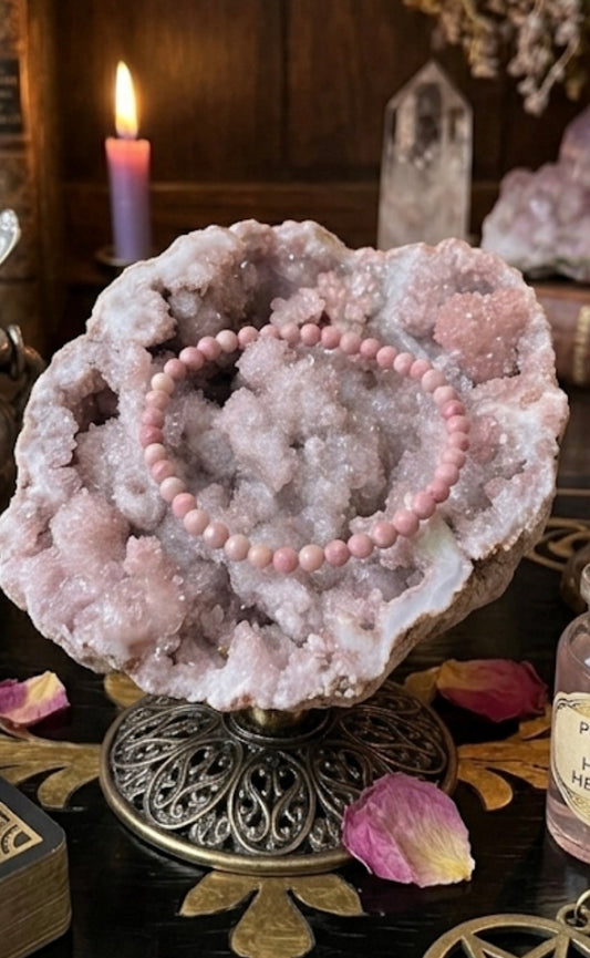 Pink petrified wood  6mm Faceted Bracelet