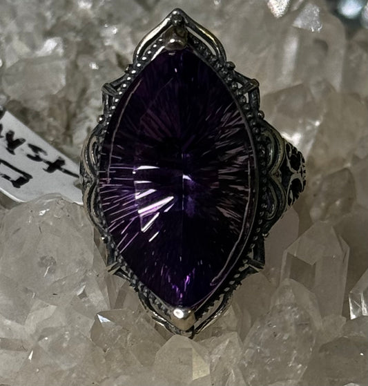 Large amethyst faceted ring