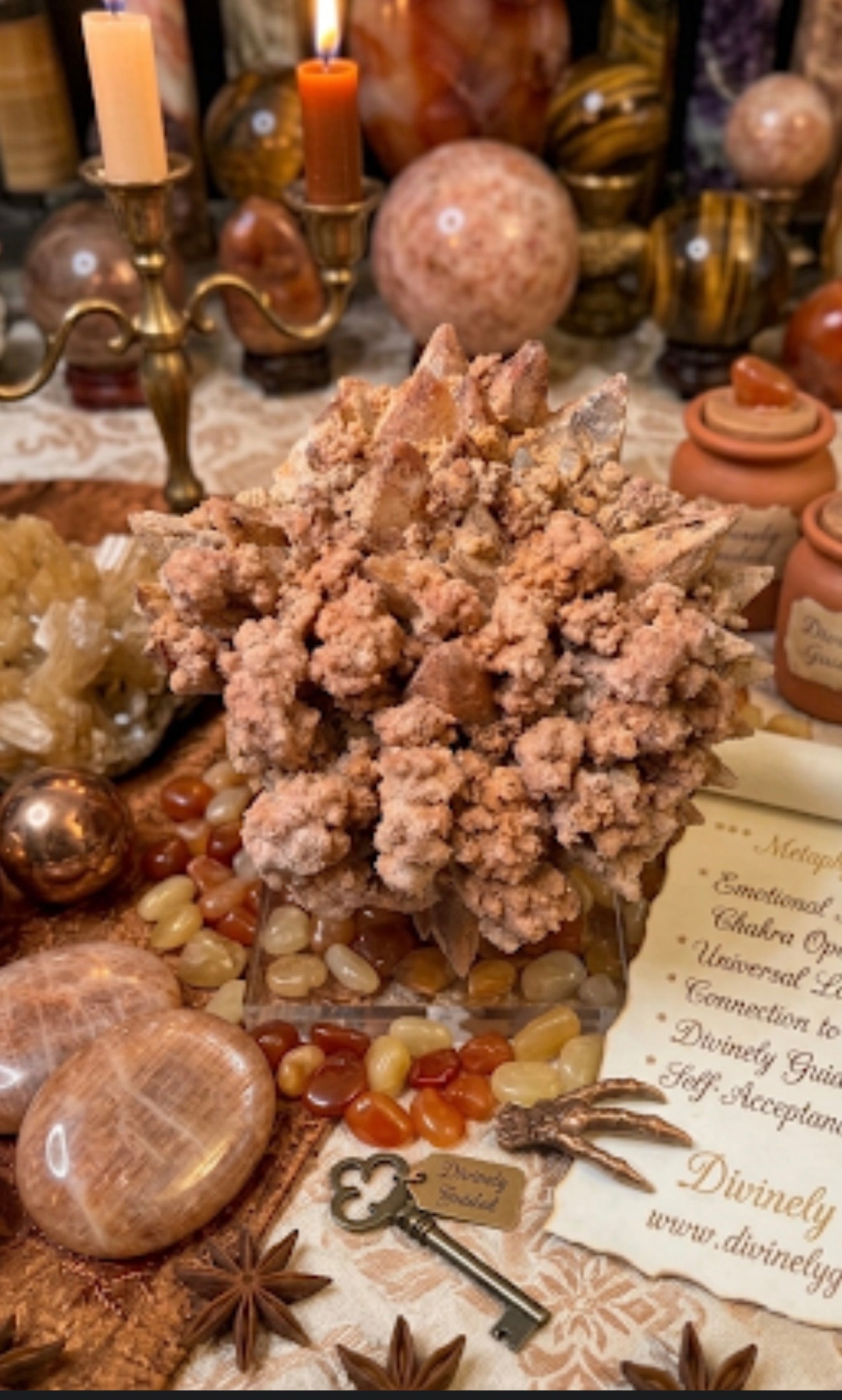 Pink Dog Tooth Calcite Sunburst Cluster