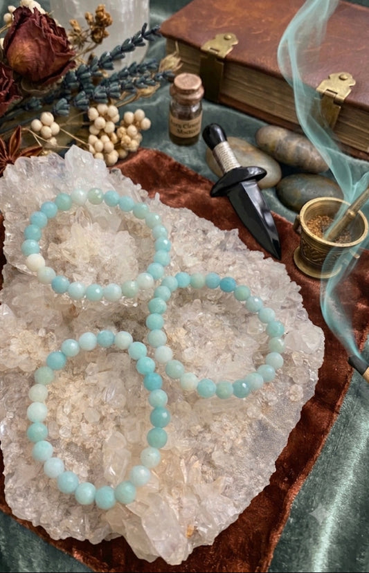 Amazonite  Faceted Beaded Bracelet