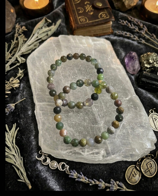 Colorful moss agate  Faceted Bracelet