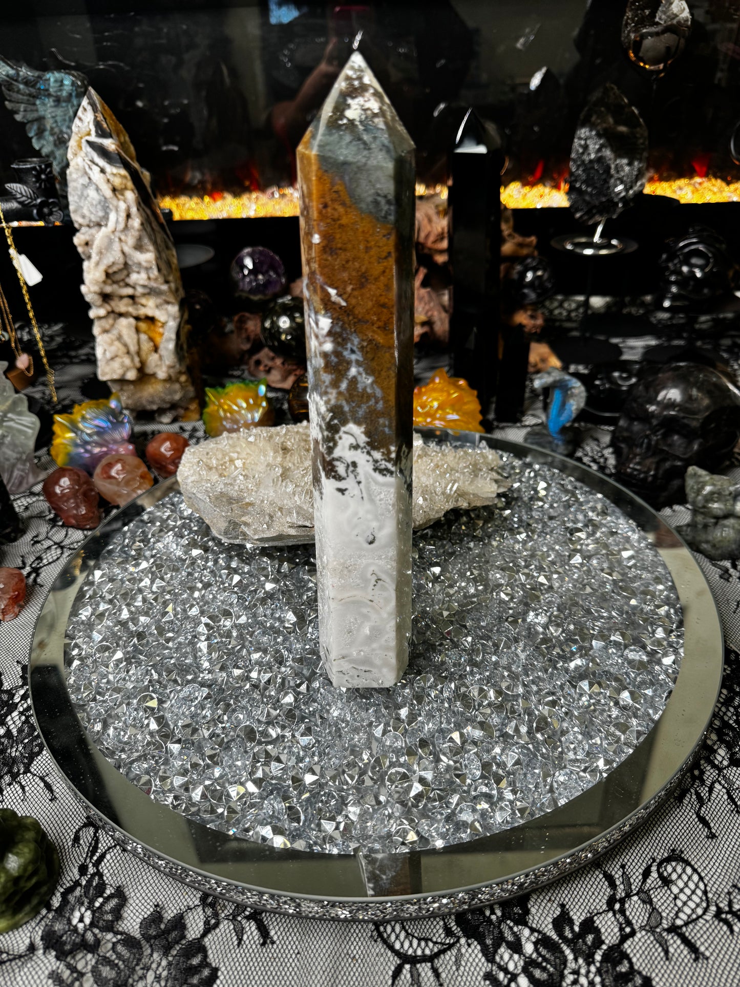 Moss agate tower