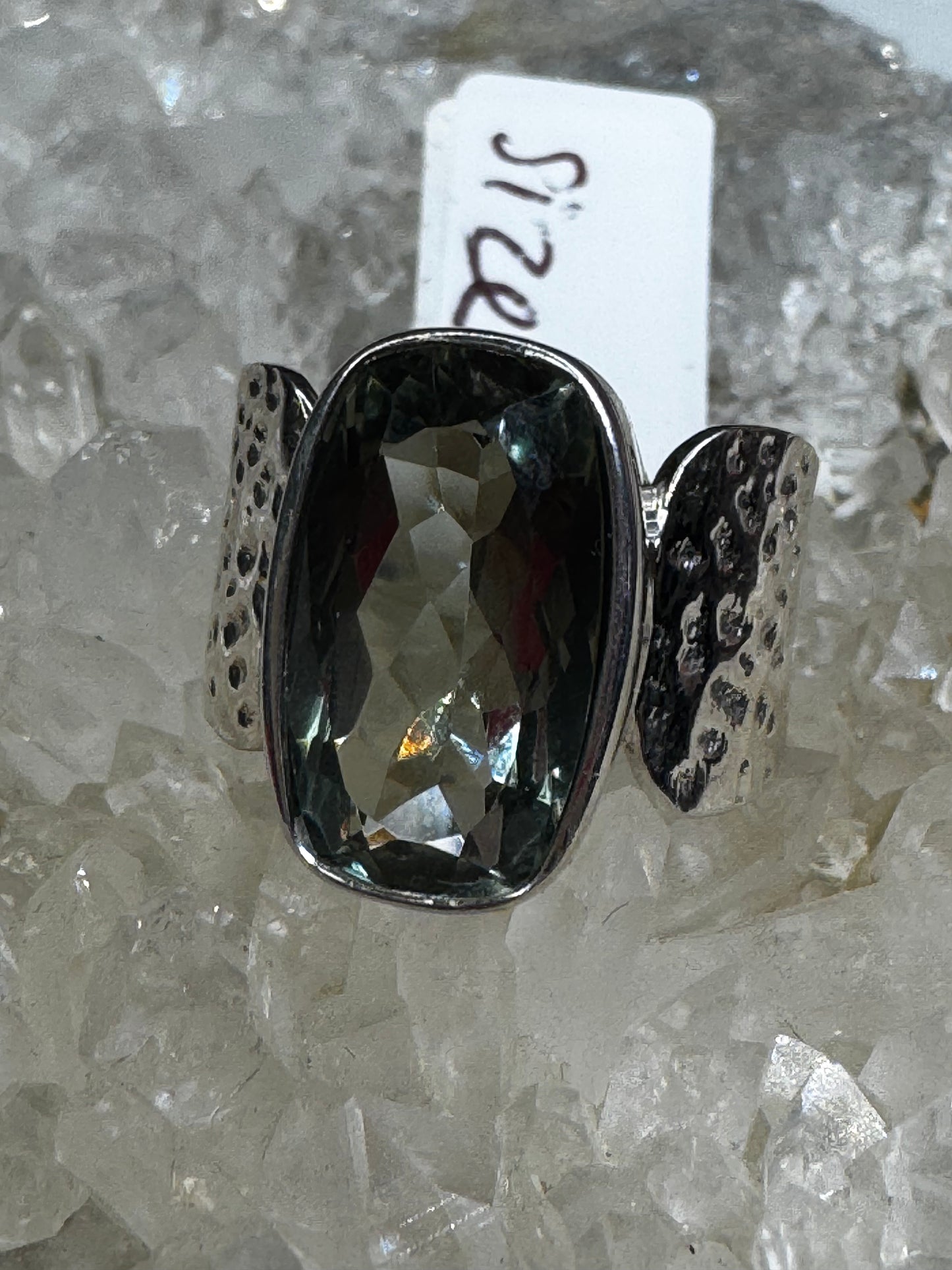 Green amethyst size 8, 925sterling silver