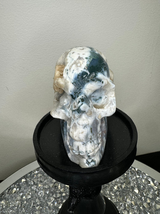 Molten purple moss agate skull