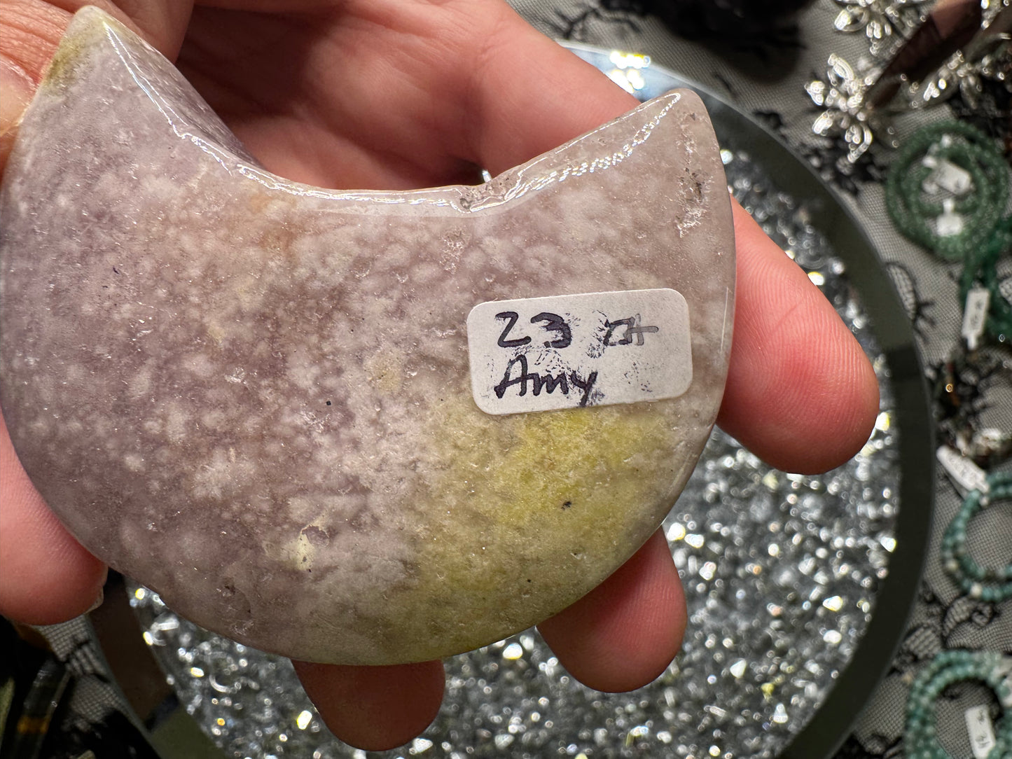 Pink Amethyst & Flower Agate Moon