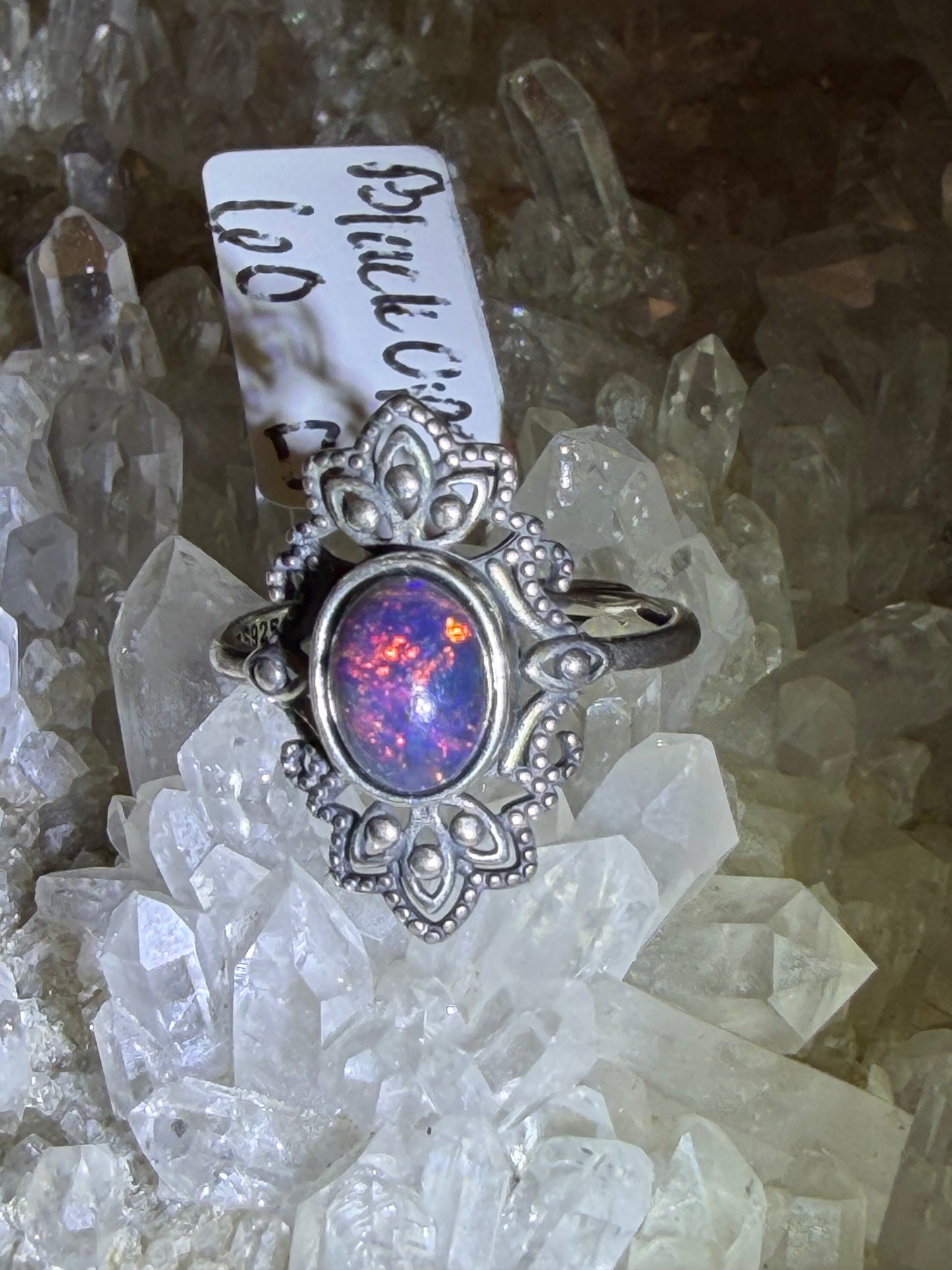 Black opal ring  925 Sterling Silver