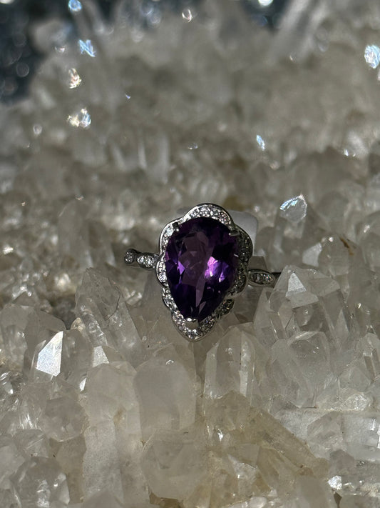 Amythest 925 sterling silver ring