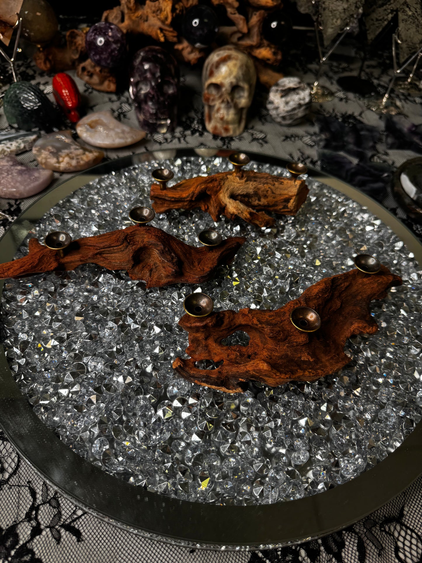 Triple Drift Wood Sphere Stand