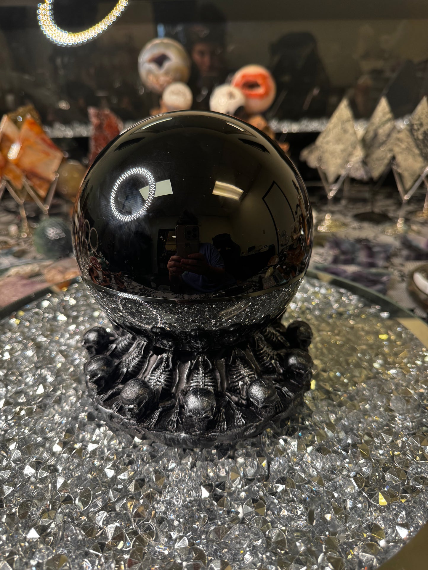 Large Black obsidian Sphere 8.3lb