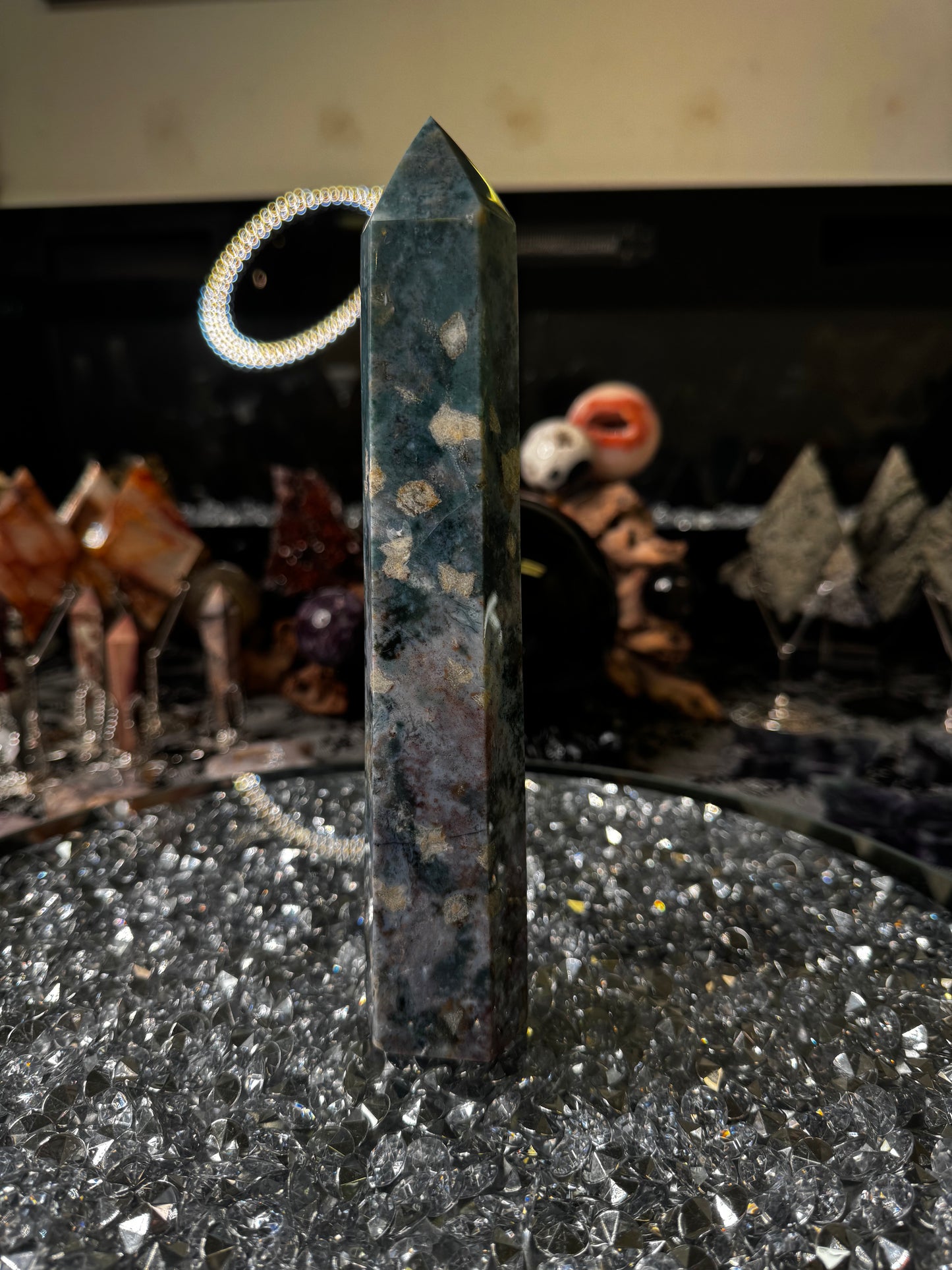 Colorful Moss Agate Tower