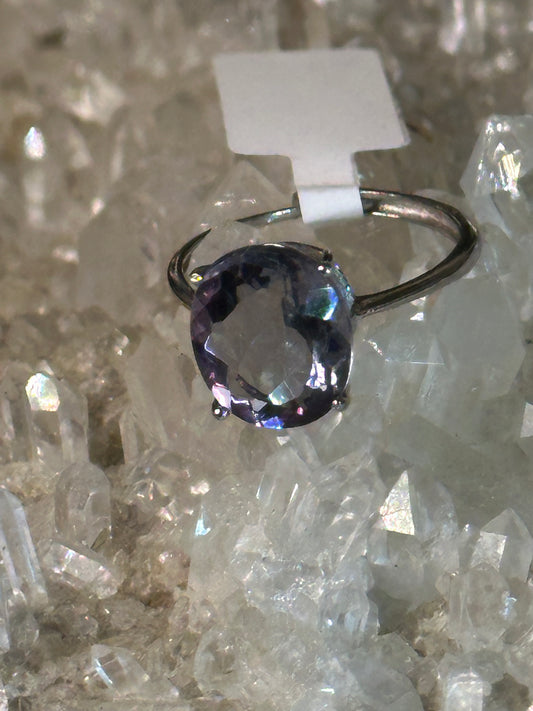 Fluorite 925 sterling silver adjustable band
