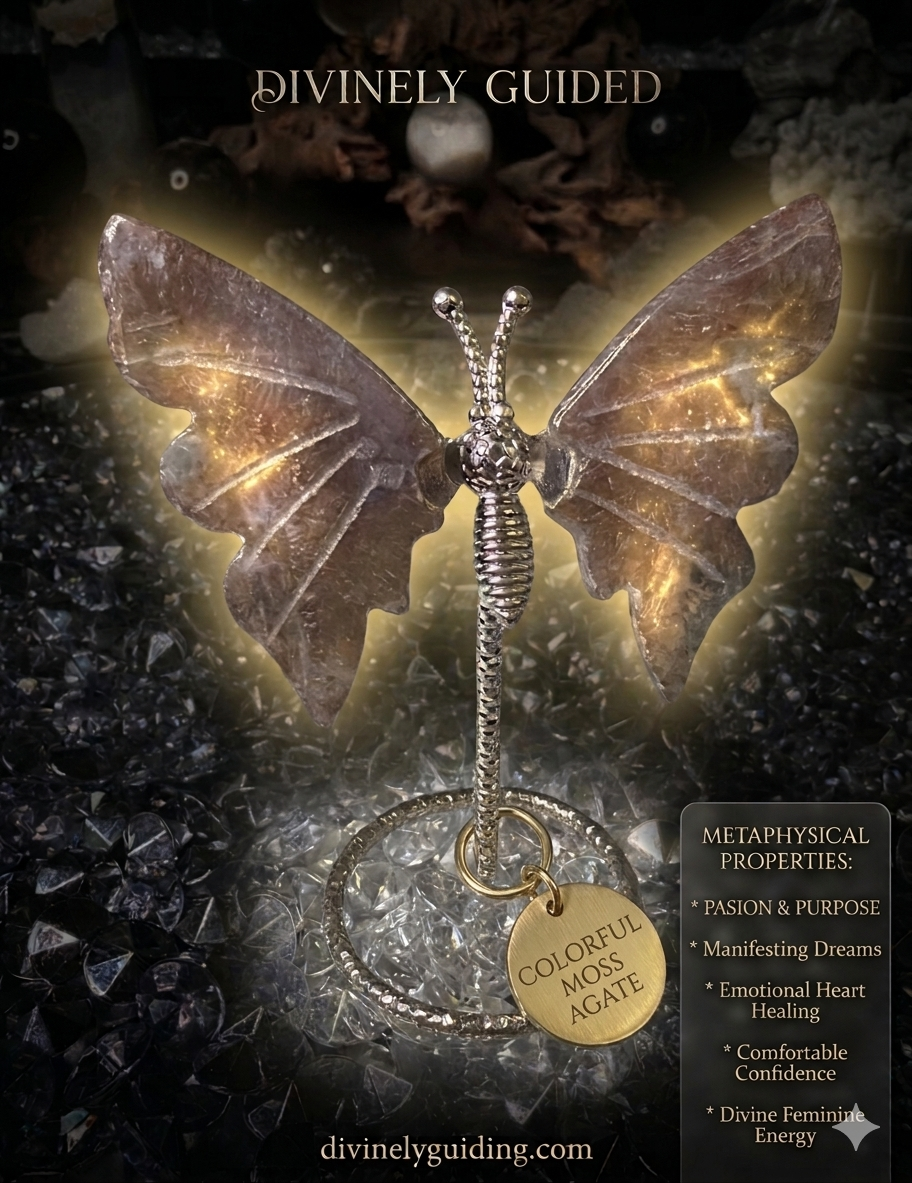 Colorful Moss Agate butterfly