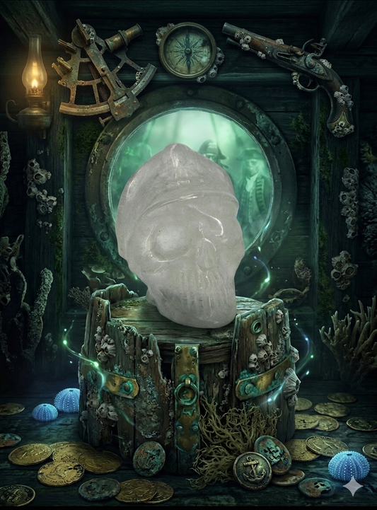 Clear quartz captain skull