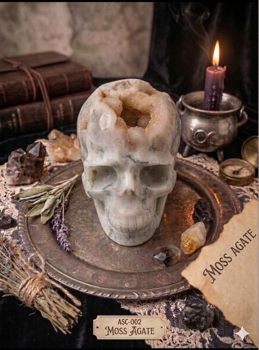Moss Agate Skull XXL