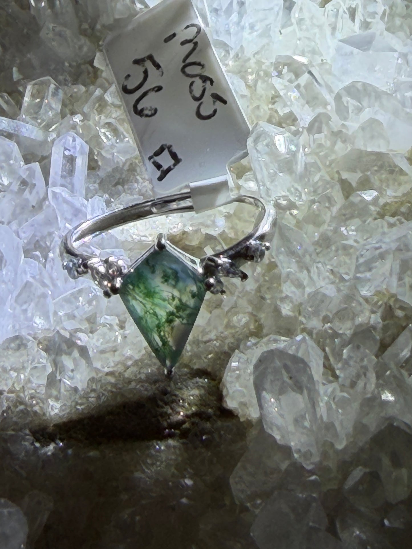 Moss agate ring  925 Sterling Silver