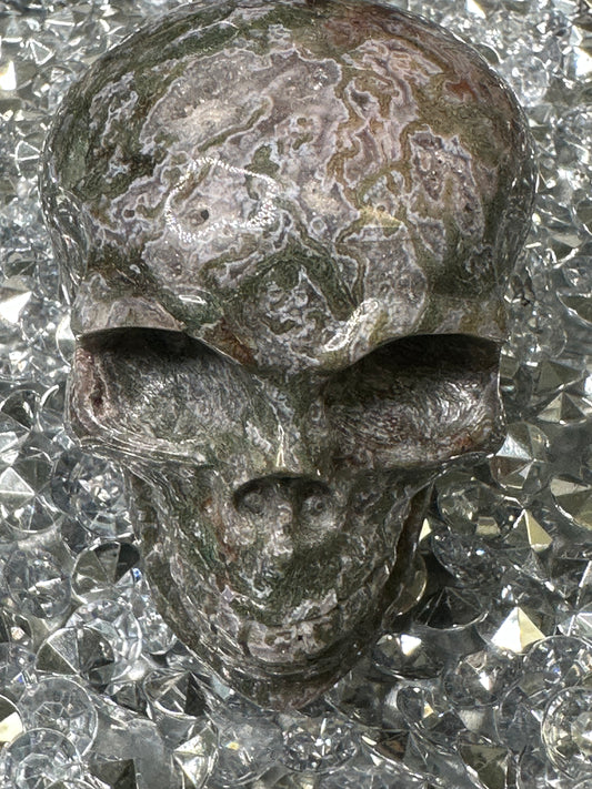Purple Moss agate Skull
