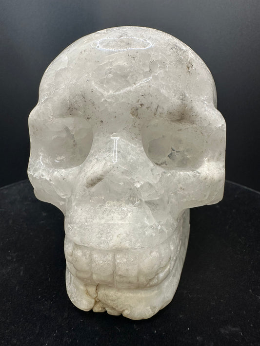 Druzy white agate skull