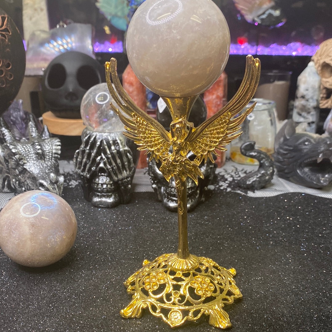 Gold metal Angel sphere stand